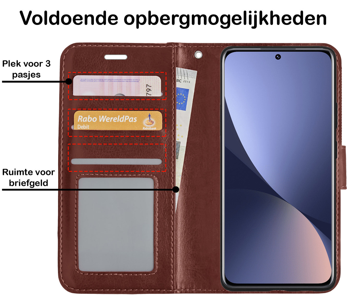 Xiaomi 12X Hoesje Book Case Kunstleer - Bruin