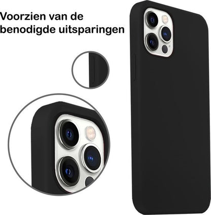 iPhone 12 Pro Max Hoesje Siliconen Backcover Lichtgewicht - Zwart