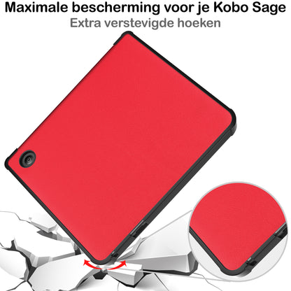 Kobo Libra 2 Trifold Bookcase Hoes - Rood