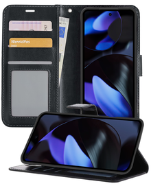 Google Pixel 10 Pro Hoesje Bookcase Cover met Kaarthouder - Zwart