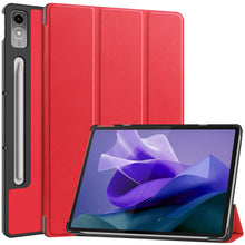 Lenovo Tab P12 Trifold Bookcase Hoes met Penhouder Lenovo Pen - Rood