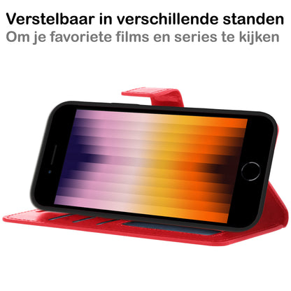 iPhone SE 2022 Hoesje Bookcase Cover met Kaarthouder - Rood