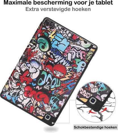 Samsung Galaxy Tab S6 Lite Trifold Bookcase Hoes met Penhouder voor S Pen - Graffity