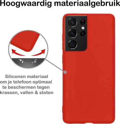 Samsung S21 Ultra Hoesje Siliconen Backcover Lichtgewicht - Rood