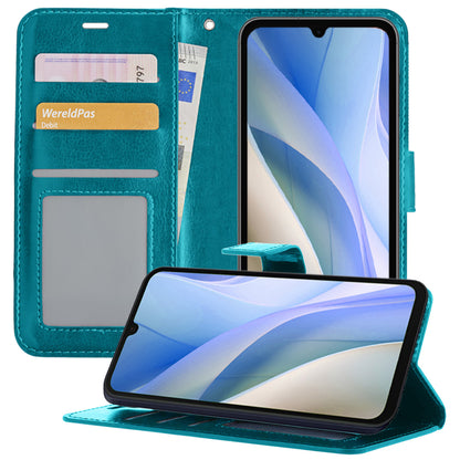 Samsung A15 Hoesje Bookcase Cover met Kaarthouder - Turquoise