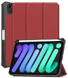iPad Mini 7 Trifold Bookcase Hoes met Penhouder voor Apple Pen - Donkerrood