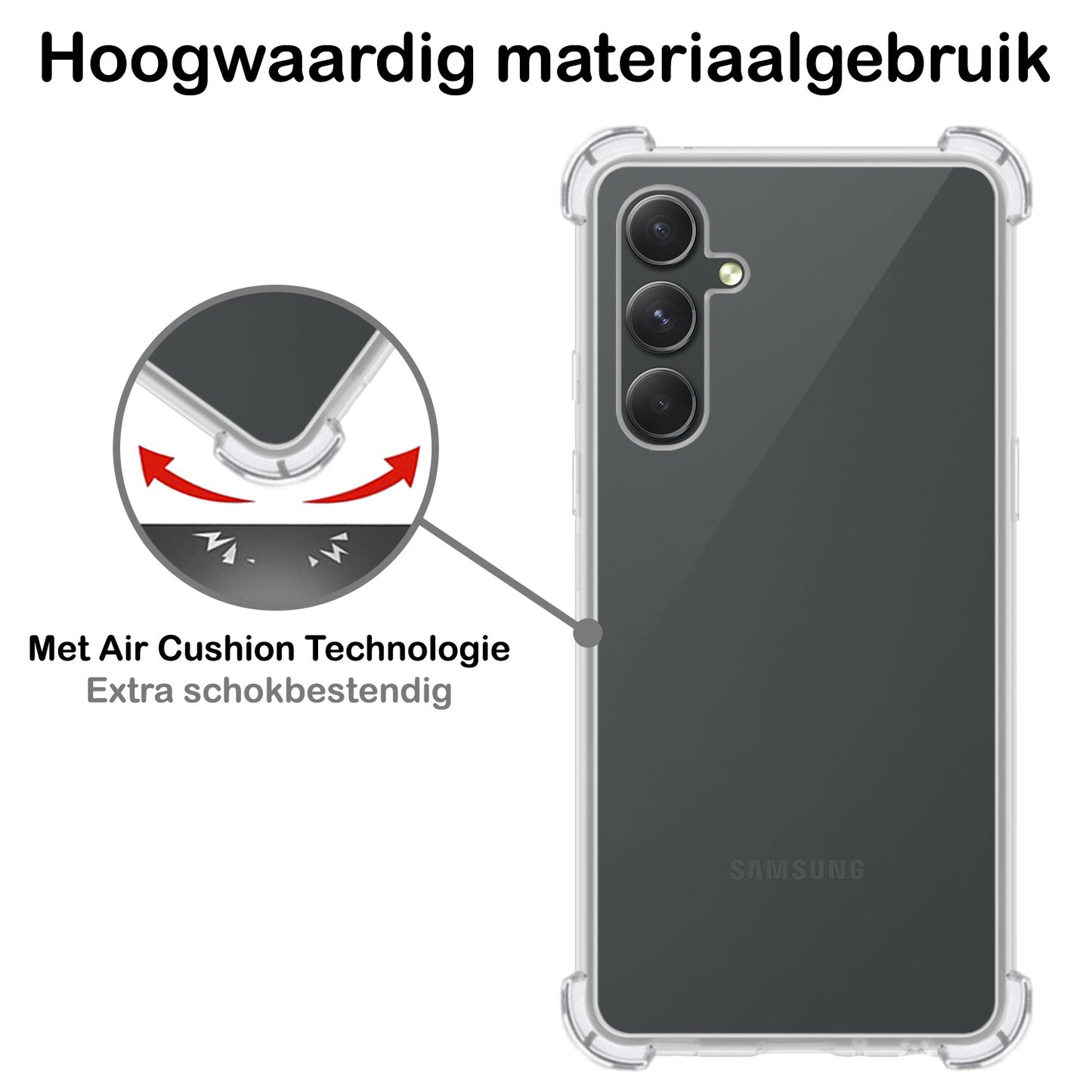 Samsung A14 Hoesje Shock Proof Siliconen - Transparant