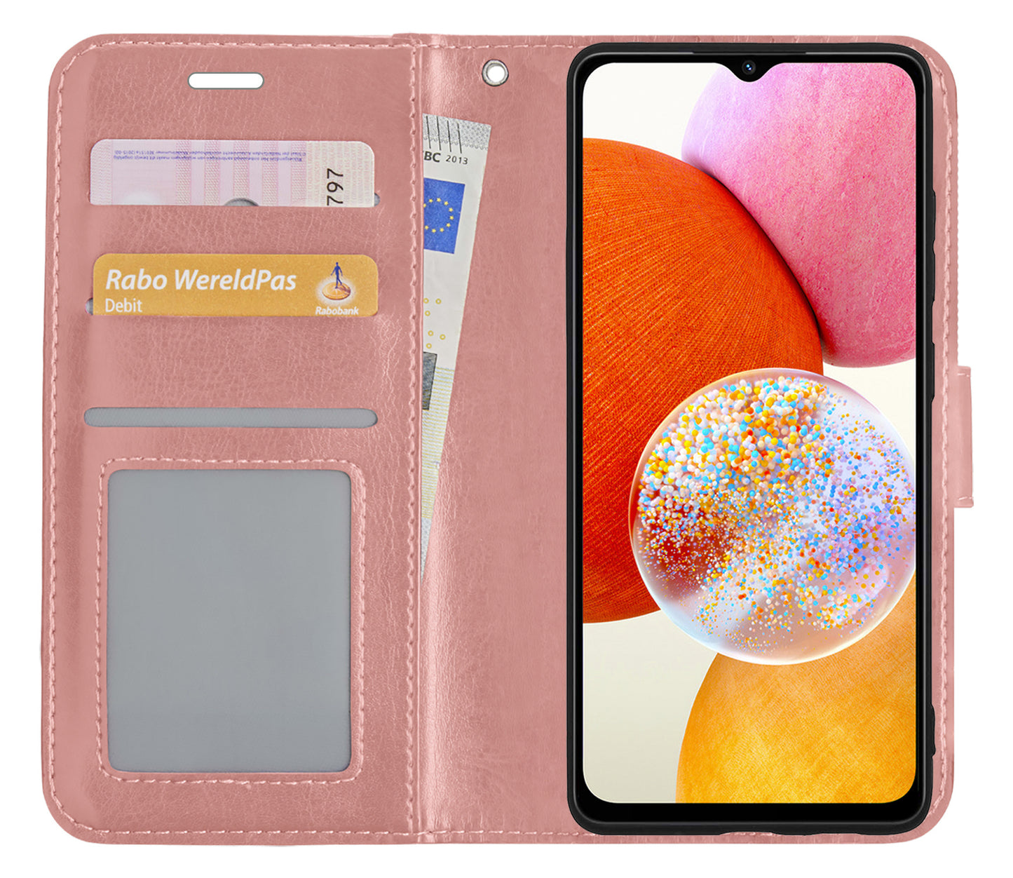 Samsung A14 Hoesje Book Case Kunstleer - Rosé goud