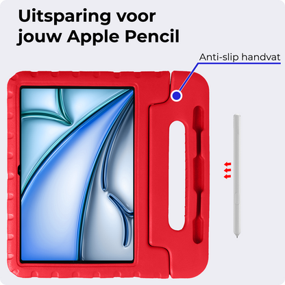iPad Air 2024 / 2025 (11 inch) Kinderhoes Shockabsorberend Foam - Rood