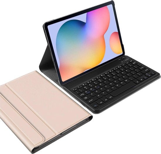 Samsung Galaxy Tab S6 Lite Hoesje Toetsenbord Case Kunstleer - Goud