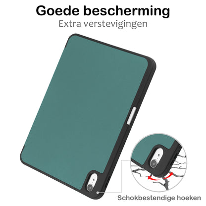 iPad 2022 Hoesje Book Case Met Apple Pencil Uitsparing - Donkergroen