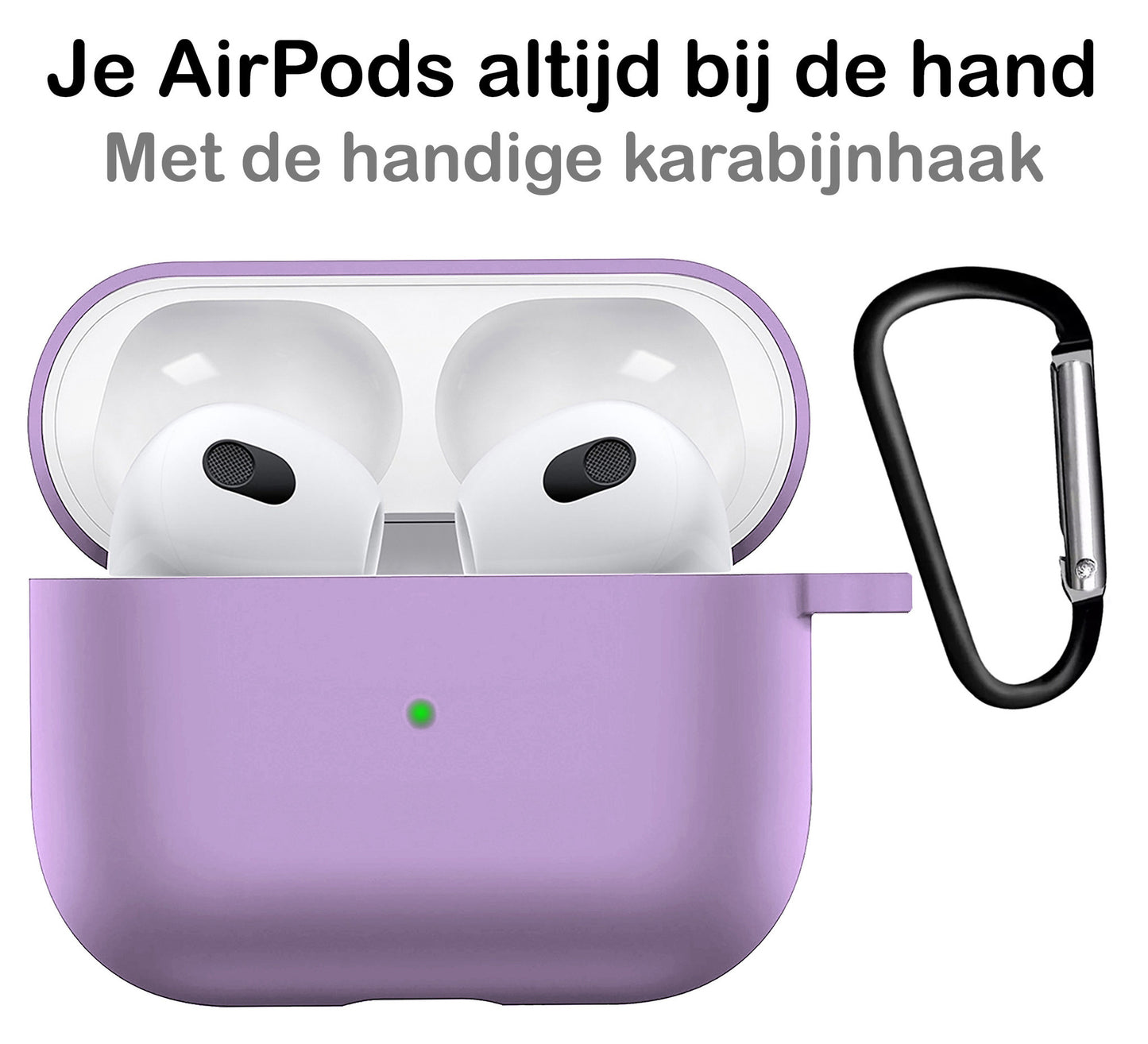 AirPods 3 Hoesje Siliconen met Clip - Lila