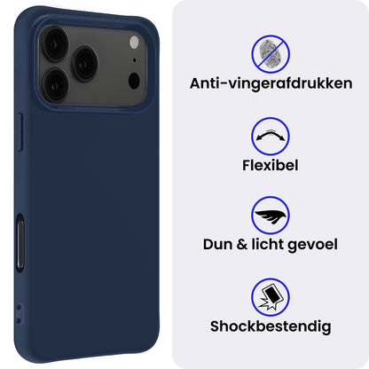 iPhone 17 Pro Max Hoesje Siliconen Backcover Lichtgewicht - Donkerblauw