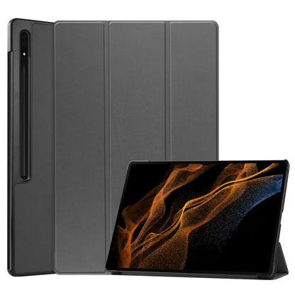 Samsung Galaxy Tab S9 Ultra Trifold Bookcase Hoes met Penhouder voor S Pen - Grijs
