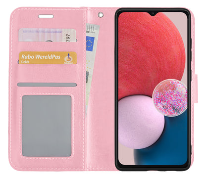 Samsung A13 4G Hoesje Bookcase Cover met Kaarthouder - Lichtroze