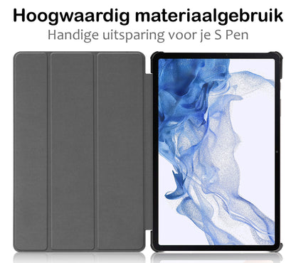 Samsung Galaxy Tab S9 Trifold Bookcase Hoes met Penhouder voor S Pen - Donkergroen