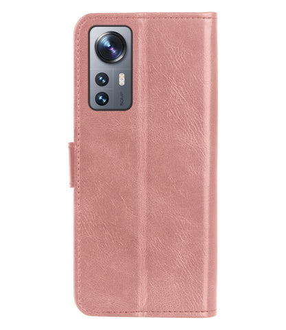Xiaomi 12X Hoesje Bookcase Cover met Kaarthouder - Rosé goud