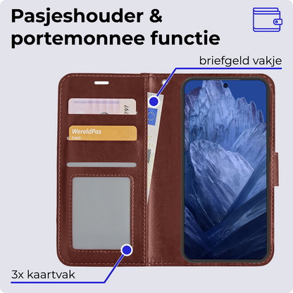 Google Pixel 8a Hoesje Book Case Kunstleer - Bruin