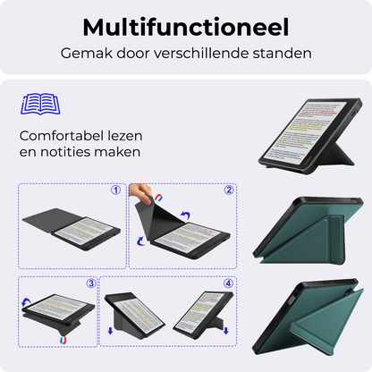 Kobo Libra Colour Trifold Bookcase Hoes - Donkergroen
