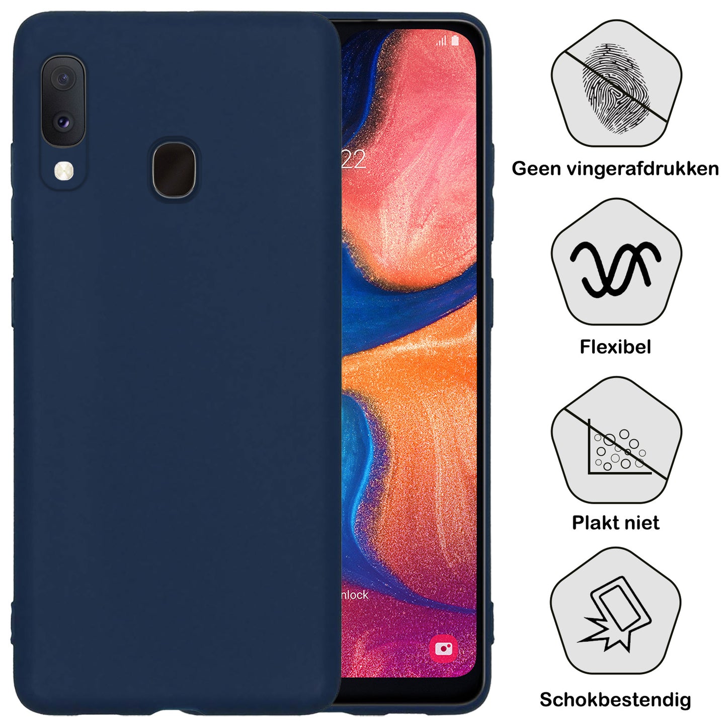 Samsung A20e Hoesje Siliconen - Donkerblauw