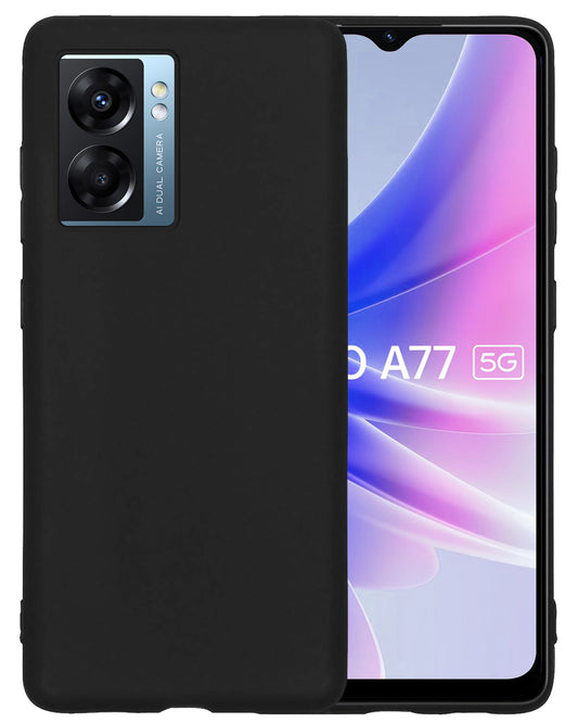 OPPO A77 Hoesje Siliconen - Zwart