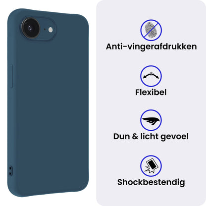 iPhone 16e Hoesje Siliconen Backcover Lichtgewicht - Donkerblauw