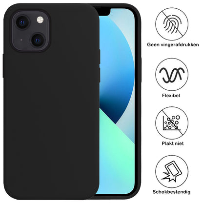 iPhone 13 Hoesje Siliconen Backcover Lichtgewicht - Zwart