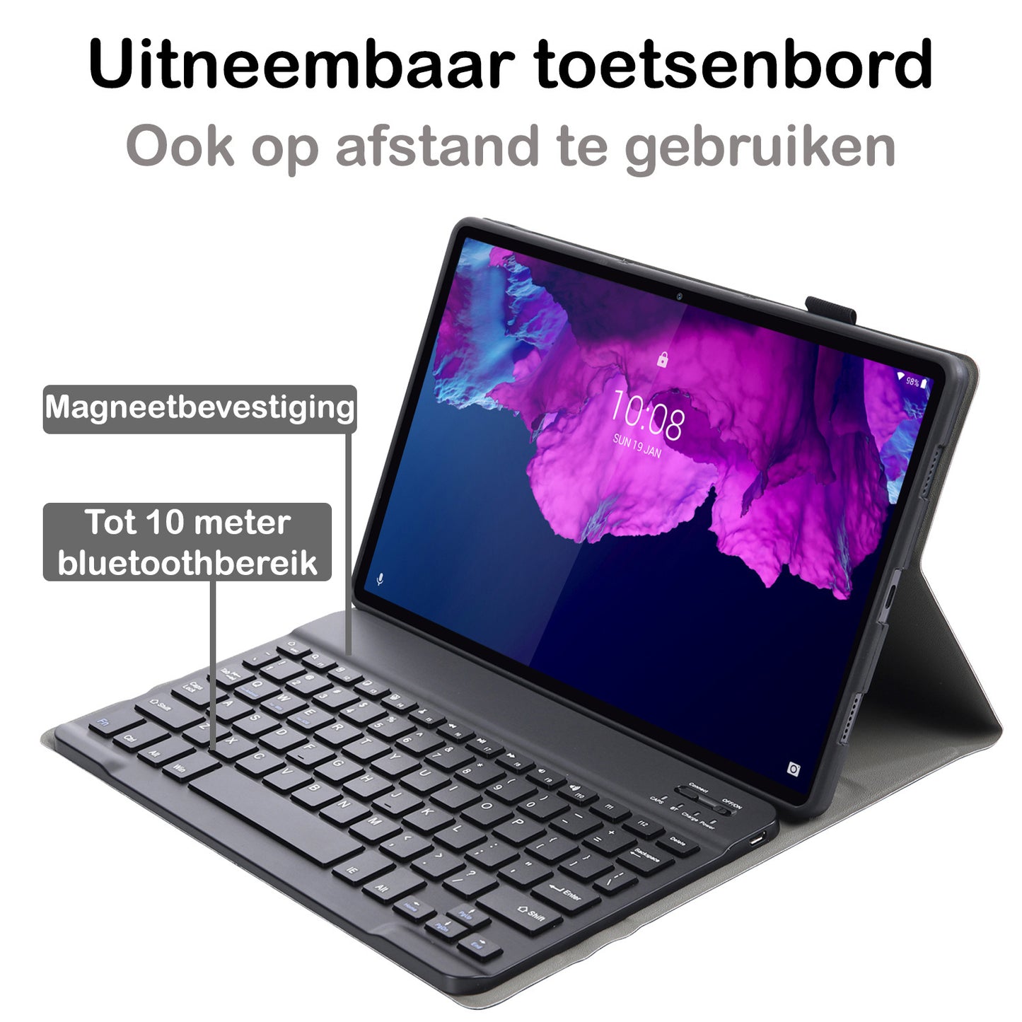 Lenovo Tab P11 Plus Hoesje Toetsenbord Case Kunstleer - Zwart