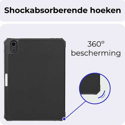 iPad Mini 7 Trifold Bookcase Hoes met Penhouder voor Apple Pen - Zwart