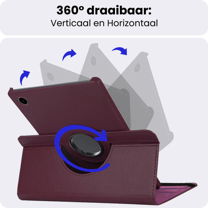Samsung Galaxy Tab A9 Plus Trifold Bookcase Hoes 360 Graden Draaibaar - Paars