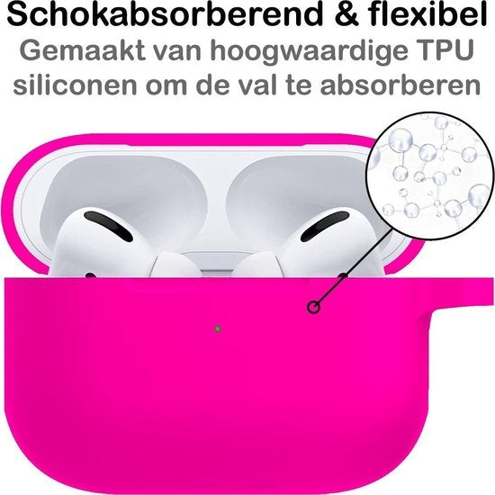 Airpods Pro Hoesje Siliconen met Clip - Donkerroze