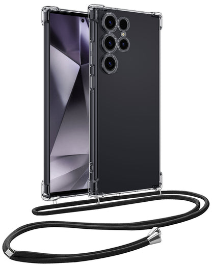 Samsung S24 Ultra Hoesje met Koord Backcover Shockproof - Transparant