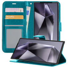Samsung S24 Ultra Hoesje Bookcase Cover met Kaarthouder - Turquoise