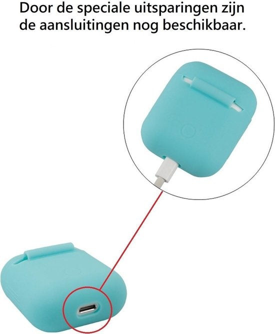 AirPods 1 Hoesje Siliconen met Clip - Blauw