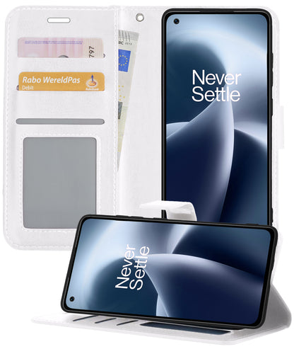 OnePlus Nord 2T Hoesje Bookcase Cover met Kaarthouder - Wit