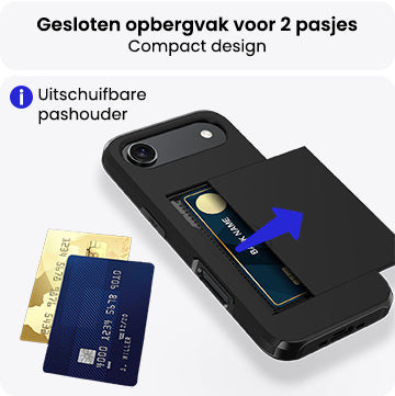 iPhone Air Hoesje Kaarthouder Hard Case Shockproof - Zwart