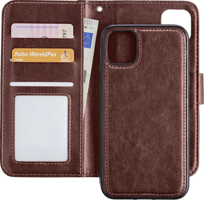 iPhone 11 Hoesje Bookcase Cover Uitneembaar - Bruin