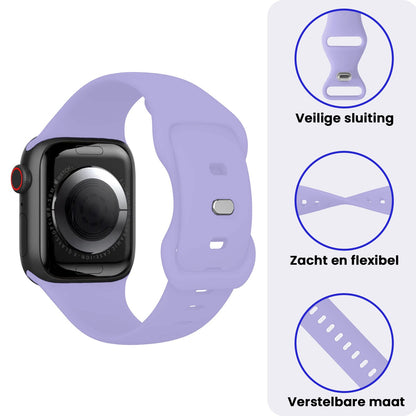 Apple Watch 1, 2, 3, 4, 5, 6, 7, 8, 9, SE - 38/40/41 mm Bandje Siliconen met verstelbare polsband - Violet