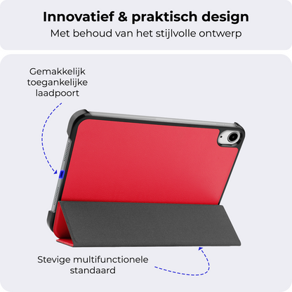 iPad Mini 7 Trifold Bookcase Hoes - Rood