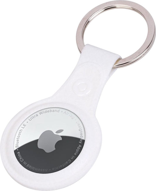 Apple AirTag Sleutelhanger Hoesje Leer - Wit