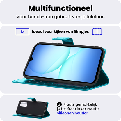 Samsung A17 Hoesje Bookcase Cover met Kaarthouder - Turquoise