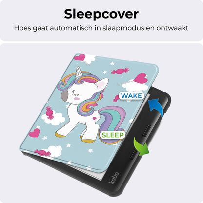 Kobo Libra Colour Bookcase Hoes Shockabsorberend - Eenhoorn