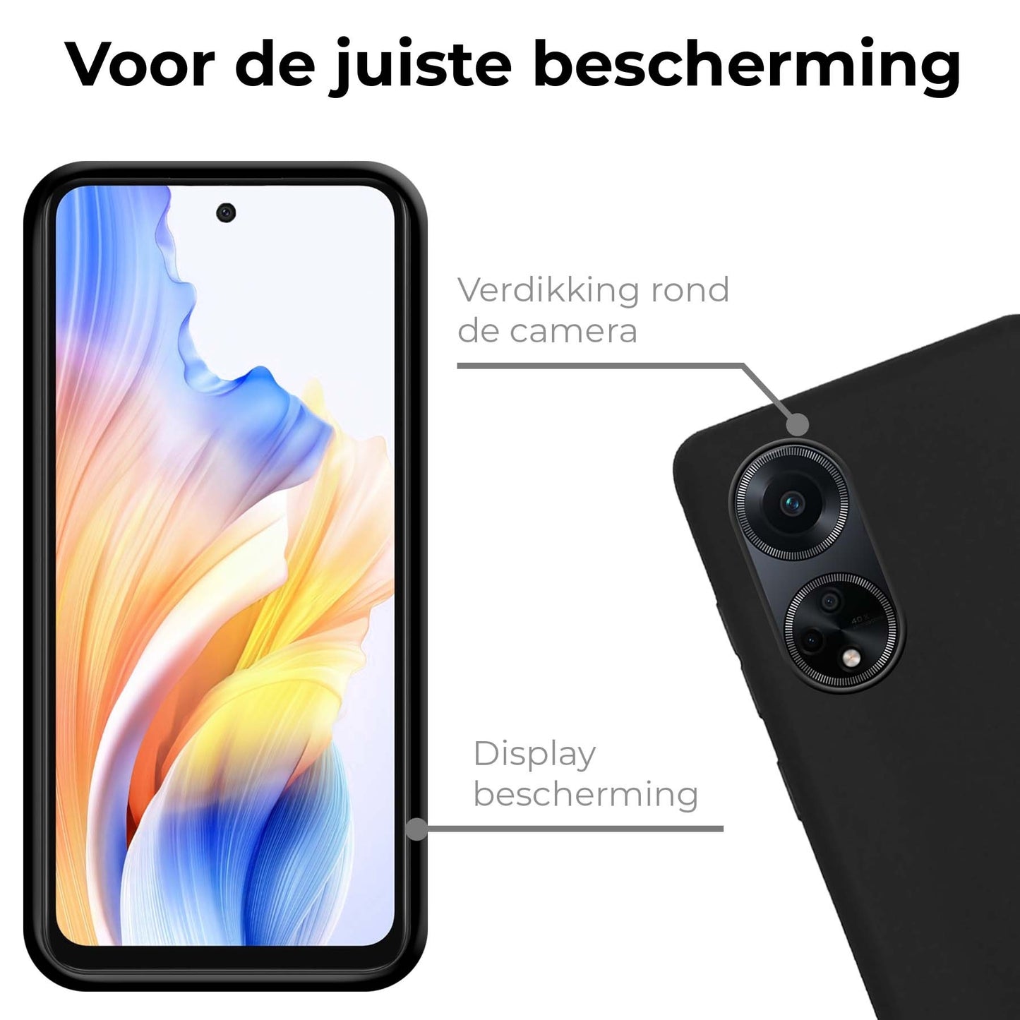 OPPO A98 Hoesje Siliconen - Zwart