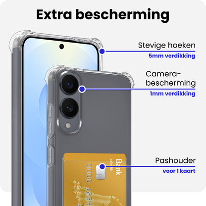 Samsung S25 Edge Hoesje Kaarthouder Backcover Shockproof - Transparant