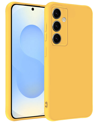 Samsung S25 Hoesje Siliconen Backcover Lichtgewicht - Geel