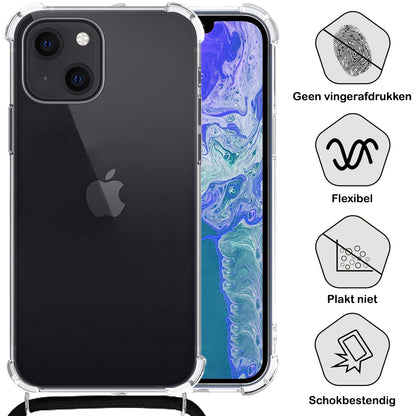 iPhone 14 Plus Hoesje met Koord Backcover Shockproof - Transparant