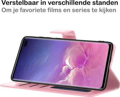 Samsung S10 Hoesje Bookcase Cover met Kaarthouder - Lichtroze