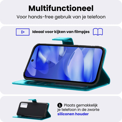 Google Pixel 9a Hoesje Bookcase Cover met Kaarthouder - Turquoise