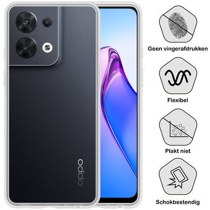 OPPO Reno 8 Hoesje Siliconen Backcover Lichtgewicht - Transparant