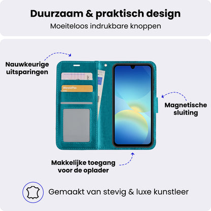 Samsung A26 Hoesje Bookcase Cover met Kaarthouder - Turquoise